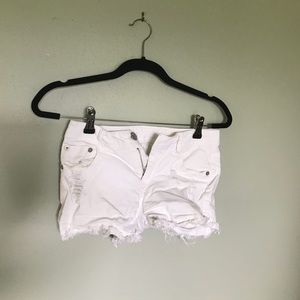 White Ripped Denim Shorts